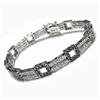 Image 1 : Sterling Silver Black And White CZ Bracelet -Two Row With Squares