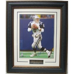 Troy Aikman Signed Dallas Cowboys 16X20 Photo Custom Leather Premium Framed- Aikman Hologram