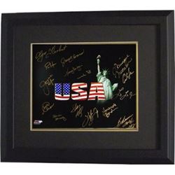 Bob Beamon Signed Olympic Winners 16X20 Photo Custom Framed (Black USA) W/ 15 Signatures (14 Gold Me