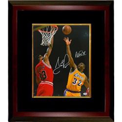 Magic Johnson Signed Los Angeles Lakers 16X20 Photo Custom Framed Dual Signed With Scottie Pippen- P