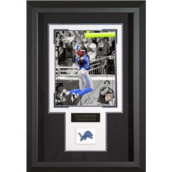 Calvin Johnson Signed Detroit Lions 11X14 Photo Custom Framed W/ Official Team Patch