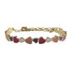 Image 1 : Pink Multi Enamel Hearts, Gold Plated Brass Bangle Bracelet, 6" 2"