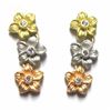 Image 1 : Tri Color Matte Sterling Silver Flower Earring