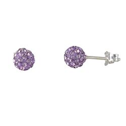 Sterling Silver Lavender Crystal 8Mm Post Earrings