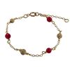 Image 1 : Red 4Mm Balls And Gold Filled 4Mm Laser Balls On Gold Filled Chain Bracelet, 4" 1"