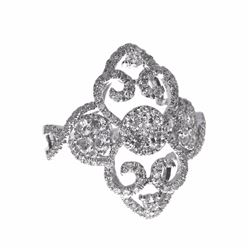 14K  White Gold Diamond Scroll Ring