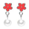 Image 1 : Sterling Silver Flower Earrings W Pearl