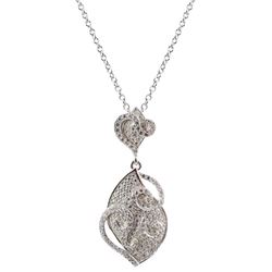 Sterling Silver Pendant, White Czs Pave, Small