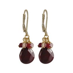 Red Jasper Semi Precious Stones On Gold Filled Lever Back Earrings-1.42