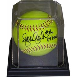 Jennie Finch Signed Official 12 Inch Yellow Softball W/ Black Base Display Case 04 Gold (Team USA Ol