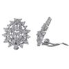 Image 1 : Rhodium Plated Sterling Silver, Studded Teardrop CZ Clip Earrings, 0.8