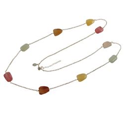 Cherry Quartz And Light Green Aventurine Combination Semi Precious Faceted Stones On Gold Plated Bra