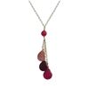 Image 1 : Cherry Quartz And Ruby Combination Semi Precious Teardrop Stone Lariat Style Necklace, Gold Tone Bra