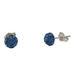 Sterling Silver Blue Shamballa Half Ball Earrings