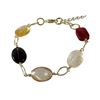 Image 1 : Smokey Combination Of  Semi Precious Stones On Gold Tone Brass Bracelet- 6.5" 1"