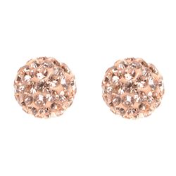 Sterling Silver Peach Crystal 10Mm Post Earrings