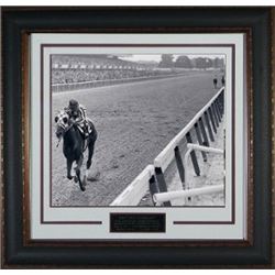 Ron Turcotte Unsigned 1973 Belmont Stakes Vintage B&W 11X14 Photo Leather Framed V Groove Matting Ho