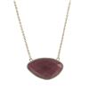 Image 1 : Rhodonite(Pink) Semi Precious Stone, With CZ Border, Gold Plated Sterling Silver  Necklace, 17&Quot;