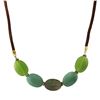 Image 1 : Green Multi Oval Semi Precious Stones On Suede Necklace-16