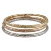 Image 1 : Tri Colored 3 Piece Brass Bangle Set With Hammered Design, 70Mm