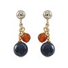 Image 1 : 6Mm Sodalite (Blue) And 4Mm Carnelian Semi Precious Ball On Gold Tone Sterling Silver Ball Post Earr