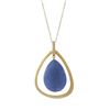Image 1 : Blue Quartz Semi Precious Teardrop Stone In Gold Plated Matte Sterling Silver Open Teardop CZ Pendan