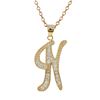 Image 1 : Sterling Silver CZ N Initial - Gold/White
