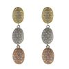 Image 1 : Sterling Silver Tri Color CZ Ovals Post Earrings-Three Ovals-1.6
