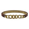 Image 1 : Genuine Brown Leather On Gold Plated Stainless Steel Bangle, 57Mm