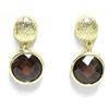 Image 1 : Gold Plated Brass Earrings With Round Smoke CZ -925 Post