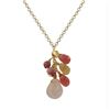 Image 1 : Rose Quartz Teardrop And Round Semi Precious Stone Y Necklace, Gold Plated Brass Chain, 16