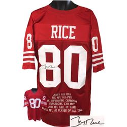 Jerry Rice Signed San Francisco 49Ers Red Prostyle TB Jersey W/ Embroidered Stats- JSA Hologram