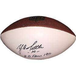 Y.A. Tittle Signed NFL Wilson White/Brown Logo Football Hofame 1971 (Giants/49Ers)