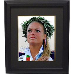 Jennie Finch Signed Olympic Team USA 16X20 Photo W/ Crown Custom Framed (2004 Olympic Ceremony)