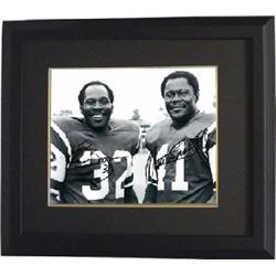 Emerson Boozer Signed New York Jets 8X10 B&W Photo Custom Framed With Matt Snell (Horizontal Black S