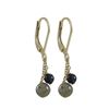 Image 1 : 6Mm Labradorite(Grey) And 4Mm Lapis Semi Precious Balls On Gold Plated Sterling Silver Lever Back Ea