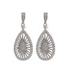 Image 1 : Rhodium Plated Sterling Silver Teardrop Post Earrings With White CZ, 1.10&Quot;