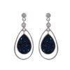 Image 1 : Rhodium Plated Sterling Silver, Blue Teardrop Druzy, CZ Post Earrings Dimensions: 31.5Mm Long X 14Mm