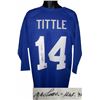 Image 1 : YA Tittle Signed New York Giants Blue TB Prostyle Jersey HOF 71 3/4 Sleeves