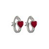Image 1 : Sterling Silver-Red Heart Enamel Earring