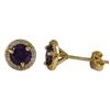 Image 1 : Amy 5Mm Round CZ With White CZ Border, Gold Plated Sterling Silver 8Mm Round  Post Stud Earrings