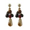 Image 1 : Citrine Combination Semi Precious Stones On Gold Plated Sterling Silver Post Earrings, 1.18"