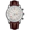 Image 1 : Breitling Navitimer World Silver Dial GMT Chronograph Brown Calf Strap  Men Watch