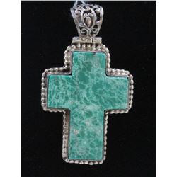 Sterling Silver .925 Turquoise Cross Pendant 14.78gram