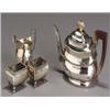 Image 1 : George III Silver Jug and a Pair of Silver Salt, Cellars, The creamer, maker's mark ? H, Lond...