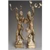 Image 1 : Pair of Italian Gilt and Painted Wood Putto Three-Light Candelabra, 19th Century, Losses to c...