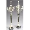 Image 1 : Pair of Continental Neoclassical Style Brass and Greenish-Black Marble Five-Light Candelabra, C...