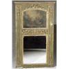 Image 1 : Louis XVI Style Parcel Gilt and Green Painted Wood Trumeau, 19th Century, The upper section d...