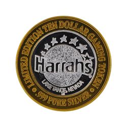 .999 Silver Harrah's Lake Tahoe, Nevada $10 Casino Gaming Token Limited Edition