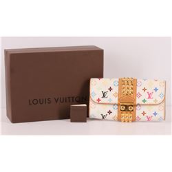 Authentic Louis Vuitton White Multicolor Monogram Studded Courtney Clutch Purse